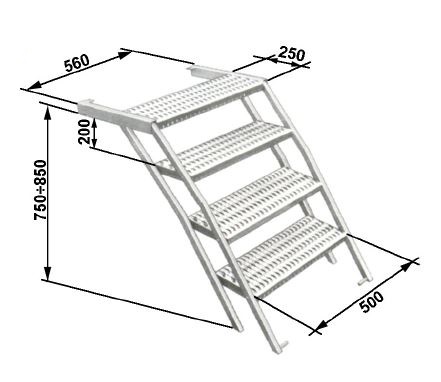 Kihúzható lépcsŠ4 fokos h=750 850mm eurowind kft