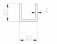 U profil 20x20x2,0mm