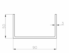 U образный профиль 90x50x3,0 мм