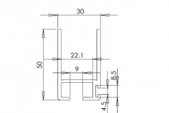 Ledge profile 25mm with rubber