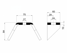 Bracket for subframe, weldable sp10mm, 84x75