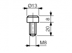 Csavar zsanérhoz d=14mm