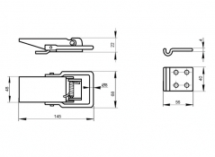 Outer lock with padlock seat, without striker