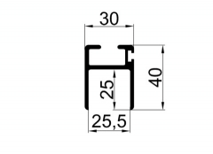 Ledge profile 25mm with rubber