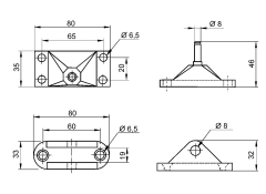 Bracket for gas spring A15-B15 pair