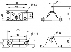 Газовые пружины, подпорка шарнир, пара A3-B3