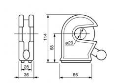 Articulaţie basculare superioară d=20 114x66x36