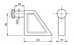 Billencs felső zsanér bak d=24 130x96x25mm