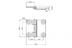 Scharnier, Seitentür  42+50x82 inox