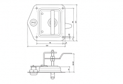 Recessed side door lock with arm and key