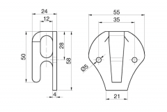 Cârlig din material plastic pentru inel prelată