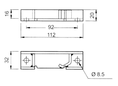 Sheet steel keeper - right,-left 112x32x20