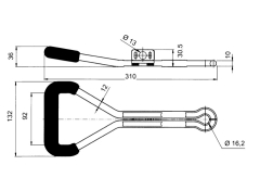 Handhebel zu Stangeverschluss d=22, PVC, mit Bogen