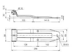 Scharnier, 3-Punkte 245mm inox