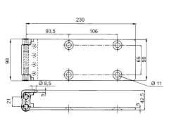 Hinge with four boreholes