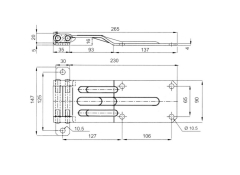 Hinge with four boreholes 270mm