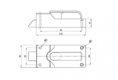 Închizător uşă laterală 103x50mm cu cheie