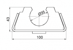 Complete tube bracket d=35mm