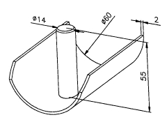 Suport din oţel pentru ţeavă d=60mm netratat