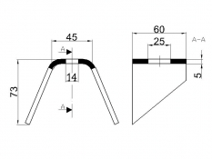 Segédalváz rögzítőkonzol - hegeszthető, 5mm vastag 73x45