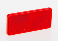 Red reflector mounted with adhesive 90x45x4,5mm