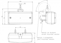 Lampe, eckig mit Kabel und Konsole 135x70mm