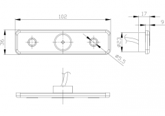 Pozičné svetlo s odrazkou 102x36 (LED), biele