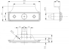 Positionsleuchte mit konsole118x60mm LED, gelb