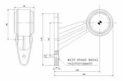 Lampă gabarit cu LED 45˚mic dreaptă, arc, alb-roşu