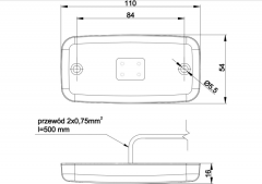 Helyzetjelző lámpa 110x54mm LED fehér