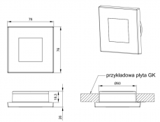 Внутренee oсвещение, белый, 4 LED, 76x76x26mm