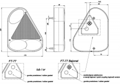 Rear lamp with bayonet plug, 175x220x56mm left.