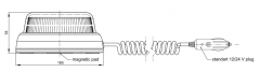 Yellow LED warning beacon on a magnet, with a spiral cable, 3m