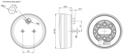 Rücklampe, LED, rund, mit Kabel D=140 mit bayonet 5PIN