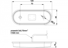 Lampă poziţie 120x46 (LED), alb