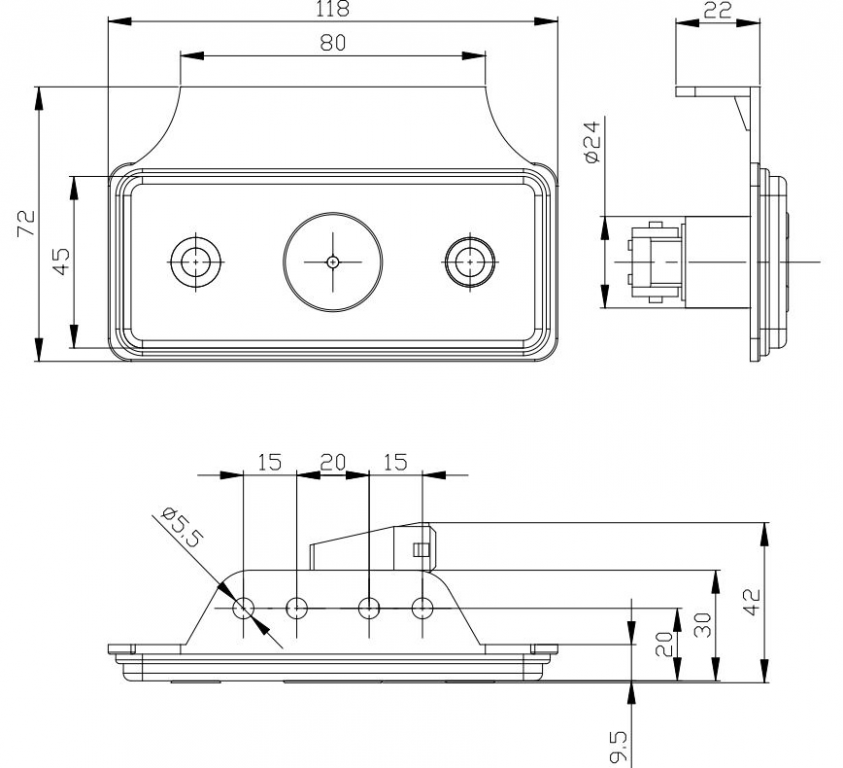 Lampă de gabarit cu suport 118x72 (LED), galben 	