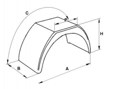 Kotflügel 550x 1500, Flat Top mit Bogen ( 1900mm)