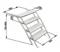 pull-out four step folding ladder H= 750 - 850mm