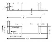 Stâlp colț spate aluminiu natur, 2600mm, 3,5t