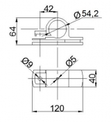 Suport mobil din plastic reglabil pentru apărător noroi d=54mm