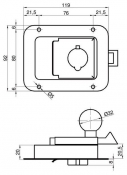 Inchizator usa laterala cu montaj innecat inox cu limba metal si cheie