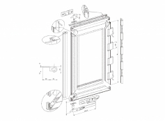  Kit uşă dublă spate din aluminiu cu articulaţii din aluminiu