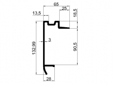 Rakomány rögzítiő keretprofil 15-ös padlóhoz (90-es keretprofilhoz)