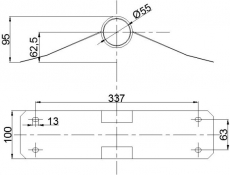 Bridă metalică de susţinere apărător noroi 54,2mm